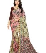 Multi Printed Chiffon Saree With Blouse