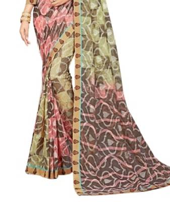 Multi Printed Chiffon Saree With Blouse 3