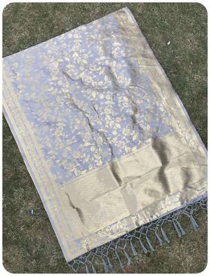 Grey woven banarasi Dupatta 1