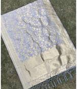 Grey woven banarasi Dupatta