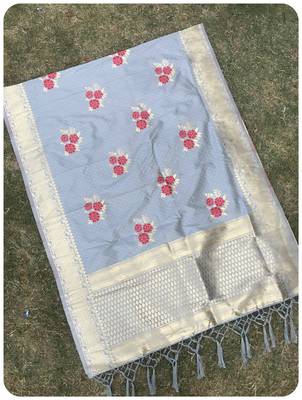 Grey woven banarasi Dupatta 1