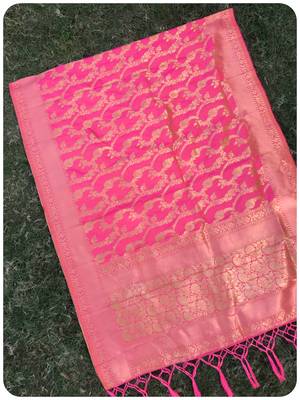 Peach woven banarasi Dupatta 1