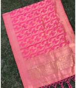 Peach woven banarasi Dupatta
