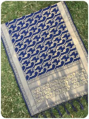 blue woven banarasi Dupatta 1