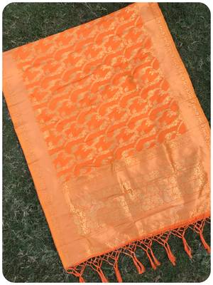 Orange woven banarasi Dupatta 1