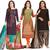 Women's Pack Of 3 Multicolor Synthetic Printed Unstitched Dress Material Combo