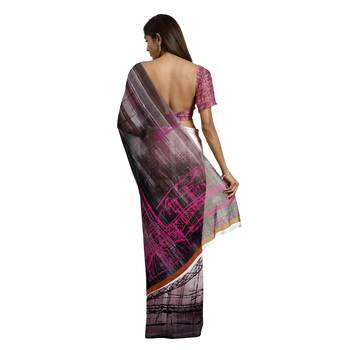 Multicolor printed georgette saree with blouse 2