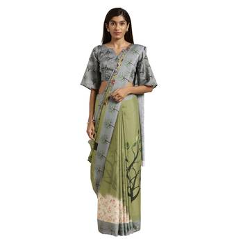 Multicolor printed georgette saree with blouse 1