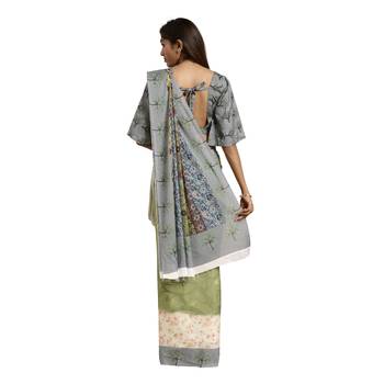 Multicolor printed georgette saree with blouse 2