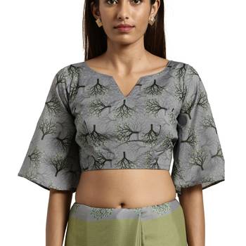 Multicolor printed georgette saree with blouse 4