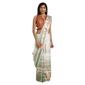 Multicolor printed georgette saree with blouse 1