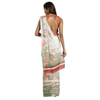 Multicolor printed georgette saree with blouse 2