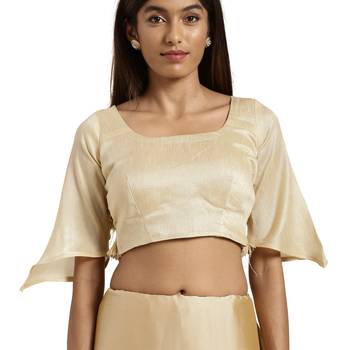 Cream hand woven georgette saree with blouse 5