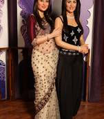Off white designer bollywood actress kareena kapoor inspired pure net saree