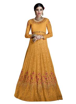 Orange resham embroidery georgette salwar 1