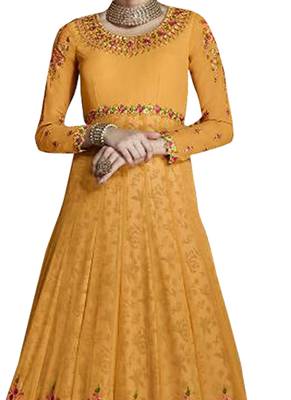 Orange resham embroidery georgette salwar 2