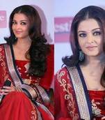 Pure Chiffon designer bollywood aishwarya rai inspired saree in hot red color