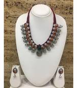 Women'S Temple Jewellery Set Traditional Oxidised Silver Plated Necklace Earrings Sets With Dancing Durga Pendent Chain