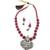 Women'S Jewellery Set Traditional Oxidised Silver Plated Necklace Earrings Sets With Peacock Pendent Red Beaded Chain
