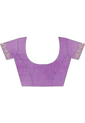 Women's Purple & Beige Cotton Printed Saree With Blouse Piece 4