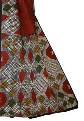 Women's Red & Black Cotton Printed Saree With Blouse Piece 3