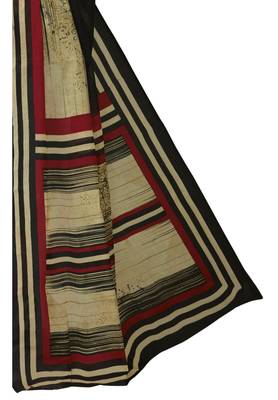 Women's Black & Beige Cotton Printed Saree With Blouse Piece 3