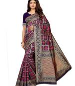 Navy Blue Woven Poly Silk Saree With Blouse