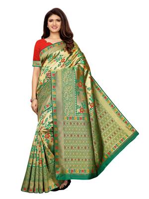 Red Woven art silk  Saree With Blouse 1