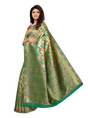 Red Woven art silk  Saree With Blouse 3