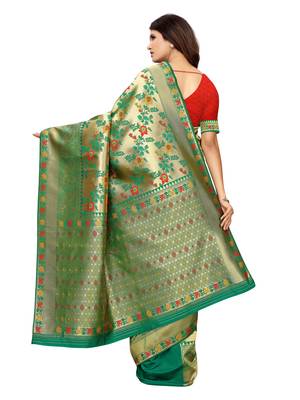 Red Woven art silk  Saree With Blouse 4