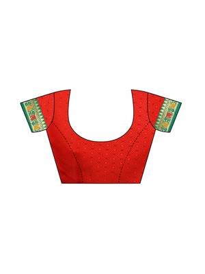 Red Woven art silk  Saree With Blouse 5