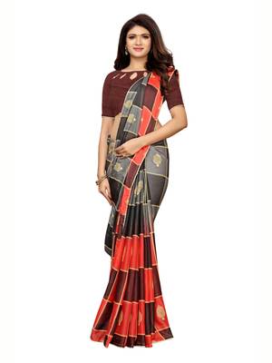 Multicolor printed shimmer saree with blouse 2