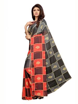 Multicolor printed shimmer saree with blouse 3