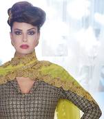 Grey Embroidered Georgette Semi Stitched Salwar With Dupatta