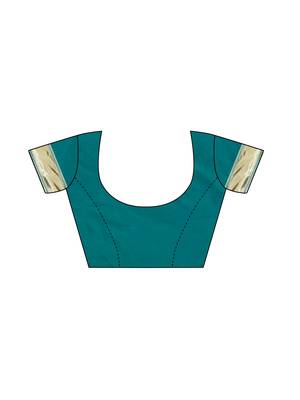 Turquoise Woven Poly Silk Saree With Blouse 5