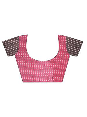 Pink Printed Crepe Saree With Blouse 4