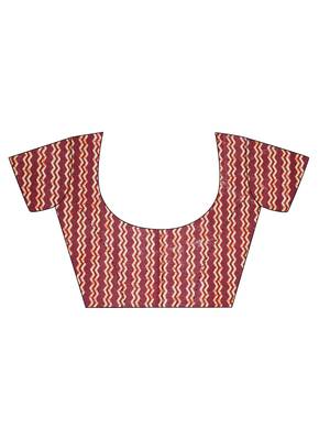 Brown printed crepe saree with blouse 4