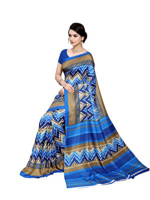Multicolor Printed Crepe Saree With Blouse 1
