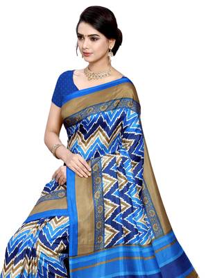 Multicolor Printed Crepe Saree With Blouse 2