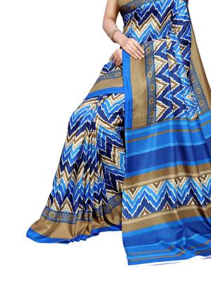 Multicolor Printed Crepe Saree With Blouse 3