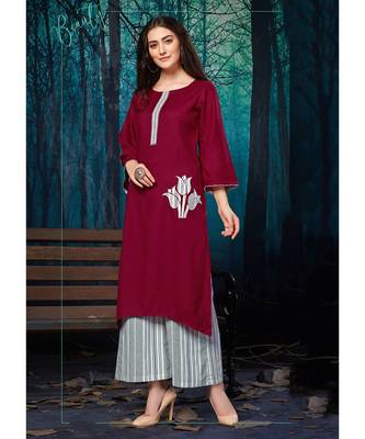 Women's Maroon Rayon Amzing Designer Kurtis 1