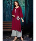 Women's Maroon Rayon Amzing Designer Kurtis