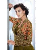 Green Embroidered Art Silk Semi Stitched Salwar With Dupatta