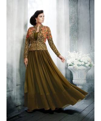 Green Embroidered Art Silk Semi Stitched Salwar With Dupatta 2