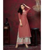 Women's Rust Red Cotton Slub Wonderful Designer Kurtis