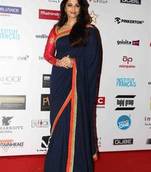 Bollywood sizzling actress aishwarya rai designer wear blue colored saree