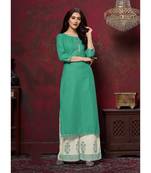 Women's Sea Green Cotton Slub Classy Designer Kurtis