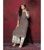Women's Grey Cotton Slub Amzing Designer Kurtis