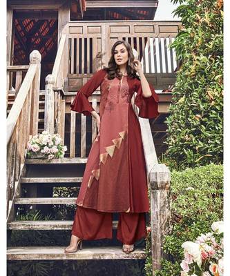 Women's Maroon Modal Jacquard Wonderful Designer Kurtis 1