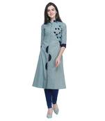 Grey embroidered cotton embroidered-kurtis
